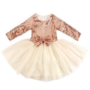 Rose Gold Sequin & Tulle Flower Girl Birthday Party Dress